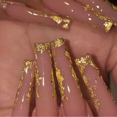 Custom Size And Shape Available Nails With Gold, Press On Nails Long, Gold Nail Designs, Nails Nude, Dope Nail Designs, Long Acrylic Nails Coffin, Nails For Women, Long Square Acrylic Nails