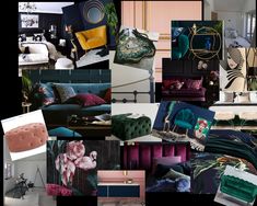 a collage of photos with different furniture and decor items in various colors, shapes and sizes