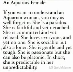 an image of a woman with the words aquarius female