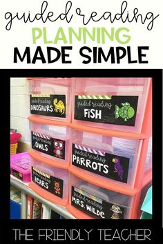 an organized reading made simple bins with labels on them