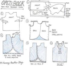 the instructions for how to sew an open back top