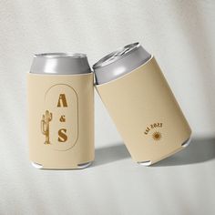 two can coolers sitting side by side on a white surface with the same design