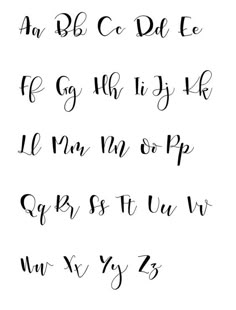 the upper and lower letters are handwritten in cursive writing with black ink