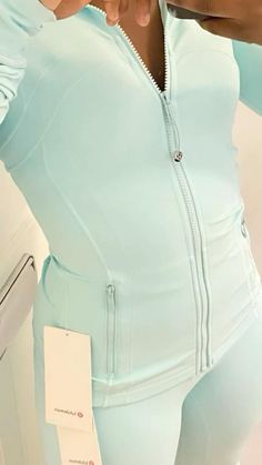 Teal Lululemon Set, Mint Blue Aesthetic, Blue Lululemon, Define Jacket, Gym Fits