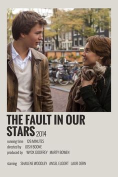 the fault in our stars poster with two people standing next to each other and looking at each other