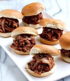 pulled pork sliders on buns with bbq sauce