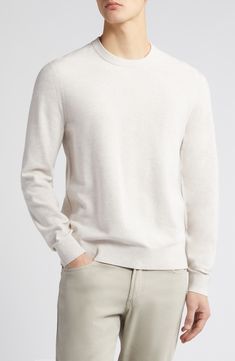 Be polished from work to weekend in this lightweight fine-gauge sweater knit with a classic crewneck. 26" length ( size Medium) Crewneck Long sleeves 60% viscose, 37% polyester, 3% other fibers Machine wash, dry flat Imported