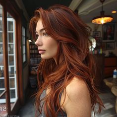 Auburn And Chocolate Brown Hair, Caramel Brown Red Hair, Medium Brown Hair Red Highlights, Red Hair With Depth, Brown Copper Hair Highlights, Level 5 Red Hair Color, Dark Auburn With Copper Highlights, Cool Red Highlights, Wella Copper Hair Color