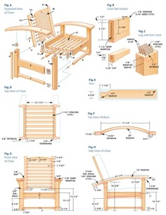 the plans for a wooden chair and ottoman