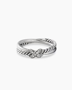 David Yurman | Petite X Ring in Sterling Silver with Diamonds, 4mm Yurman Ring, David Yurman Ring, X Ring, Customer Care, Chains For Men, High Jewelry, David Yurman, Sterling Ring, Pave Diamonds