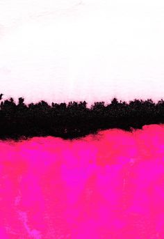 an abstract painting with black and pink colors