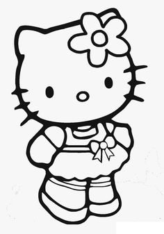 the hello kitty coloring page is in black and white