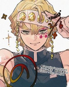 an anime character with long blonde hair wearing a crown and holding a ring in his hand