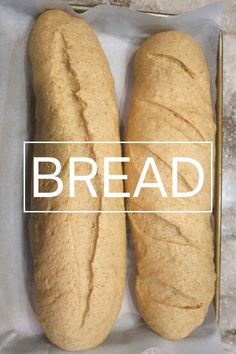 Two loafs of fresh milled Italian bread baguettes next to each other proofing. Both loafs are scored, one is vertical and one is diagonal slashes. The text reads BREAD 4 Ingredient Bread, Italian Bread Recipes, Bread Proofing, Whole Wheat Sourdough, Muffin Bread, Bread Loaf, Loaf Recipes