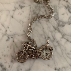 Brand New Condition With Tag Still Attached Purchased Over A Decade Ago But Was Kept In Storage Silver Motorcycle, Sloth Necklace, Black Cross Necklace, Clock Necklace, Hot Topic Jewelry, Cross Choker, Pearl Chain Necklace, Chakra Pendant, Wedding Ring Necklaces