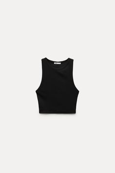 Basic Fitted Vest Top, Fitted Basic Vest Top, Basic Seamless Racerback Top, Fitted Seamless Zara Tops, Fitted Zara Crop Top Tank Top, Zara Fitted Crop Tank Top, Fitted Tank Top By Zara, Seamless Cotton Racerback Top, Fitted Zara Tank Top