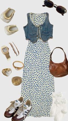 Summer Dress Looks, Trendy Eclectic Outfits, Spring Outfits Petite Curvy, Summer 2034 Outfits, Different Color Jeans Outfit, Spring Vibes Outfit, Outfits For August, Outfits For The Vatican, Casual 70s Outfits Summer