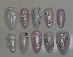 Pink Chrome Nails, Jewellery Art, Grunge Nails, Really Cute Nails, Soft Nails, Kawaii Nails, Minimalist Nails, Dream Nails