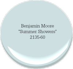 a white paint with the words benjamin moore's summer showers written in black on it