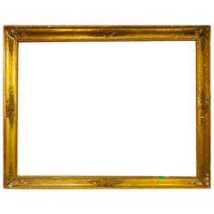 an old gold frame with a white background