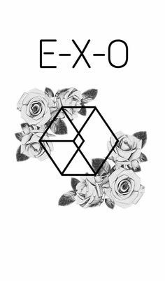 the logo for exo is shown with roses and leaves on it's side