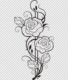 a black and white rose tattoo design on a transparent background, hd png download