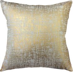 a gold and white pillow on a white background with an ombretta pattern in the middle