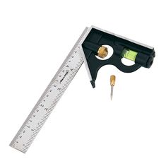 a ruler and screwdriver on a white background with a measuring tool in the foreground