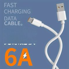 an advertisement for the samsung 6a fast charging data cable with lightning plugged into it