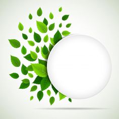 an image of green leaves coming out of the white circle with space for your text