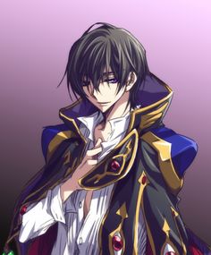 an anime character with long black hair wearing a cape and holding a flower in his hand