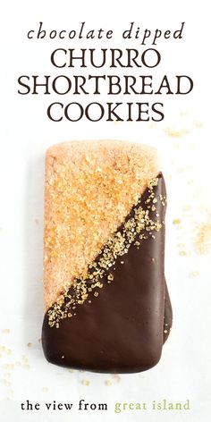 chocolate dipped churro cookie Cinnamon Cookie Recipe, Easy Cinnamon Cookies, Cinnamon Shortbread, Cinnamon Cookies Recipes, Chocolate Dip, Resepi Biskut, Chocolate Dipped Cookies, Buttery Shortbread Cookies, Dipped Cookies