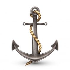 an anchor with a rope is shown on a white background