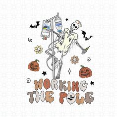 a drawing of a skeleton on top of a machine with the words working the plug