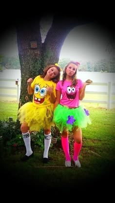 Spongebob and Patrick Costumes!Make your own tutu! #diy Halloween Costume Teenage Girl, Spongebob And Patrick Costumes, Girl Duo, Costumes For Teenage Girl, Teenage Halloween Costumes, Spongebob And Patrick, Cute Group Halloween Costumes, Teen Halloween, Halloween Costumes For Teens Girls