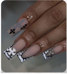 Long Nails With Designs, Grey Acrylic Nails, Glamour Nails, Classy Acrylic Nails, Exotic Nails