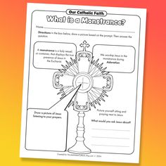 the catholic faith worksheet is shown with an image of a cross on it