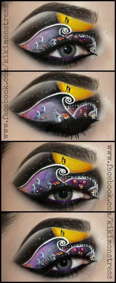 The Nightmare Before Christmas by *KikiMJ on deviantART The Nightmare Before Christmas Costumes, Plum Eyeshadow, Christmas Lollipops, Sugarpill Cosmetics, House Of Lashes, Lip Primer, Colored Contact Lenses, Christmas Nails Acrylic, Creative Eye