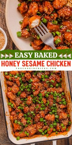 Whip up this Easy Baked Honey Sesame Chicken for weeknight dinner ideas that are packed with flavor! Crispy diced chicken smothered in a sweet, savory, and tangy homemade sauce creates the ultimate Asian-inspired dish. It's budget-friendly, mouthwatering, and perfect for busy nights!