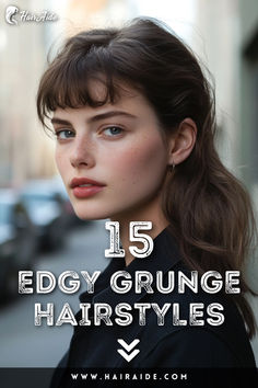 Embrace your inner rebel with grunge hairstyles that add attitude and edge to your look. Grunge Hairstyles For Short Hair, Grunge Hairstyles Long, Hairstyles For Long Wavy Hair, Bold Bangs, Edgy Bangs, Messy Layers