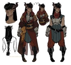 three different views of an avatar with horns