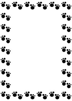 black and white paw prints in the shape of a square frame on a white background