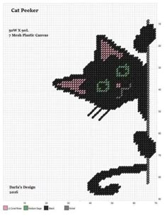 a cross stitch pattern with a black cat