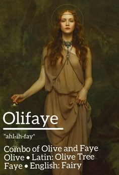 an advertisement for olifaye featuring a woman in a brown dress and necklace