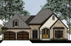 this is an artist's rendering of the front elevation of these european house plans