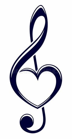 a treble with a heart in the form of a musical note royalty illustration on white background