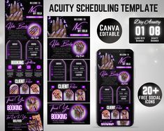 an image of a flyer for nail salons with purple lights and nails on it