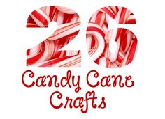 the words candy cane crafts are written in red and white letters on a white background