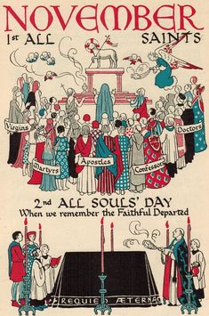 an old poster with people dressed in medieval clothing