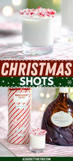 christmas shots are on the table with candy canes